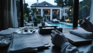 Contraste villa de luxe et sc&egrave;ne d'injection clandestine, symbolisant le scandale des fake injectors et le rapport IGF