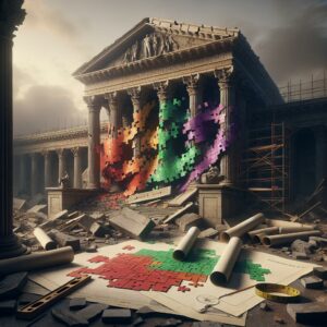 gauche sous décombres