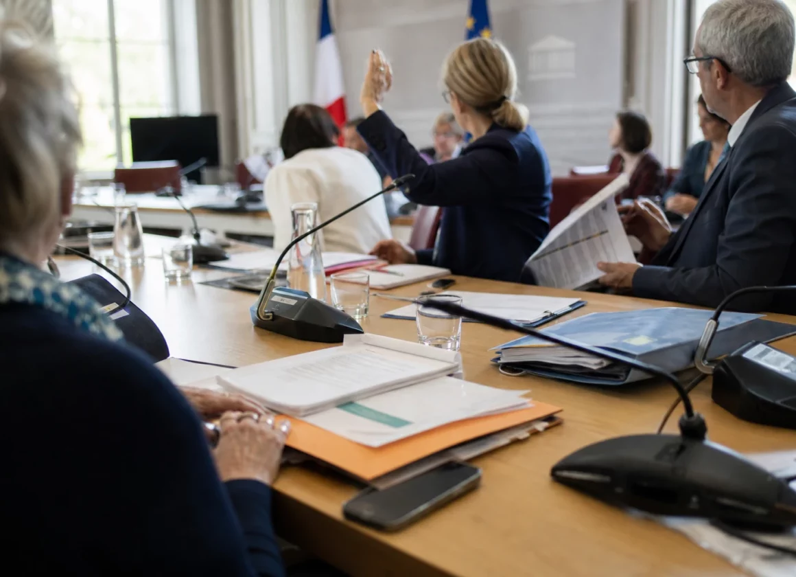 Audition parlementaire sur l’aide à mourir, avec soignants, dossiers et microphones autour d’une table