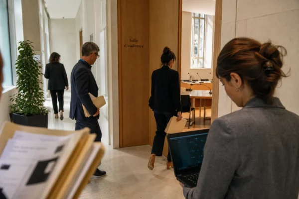 Hall lumineux d’une institution publique française où des agents préparent la rentrée malgré une cyberattaque