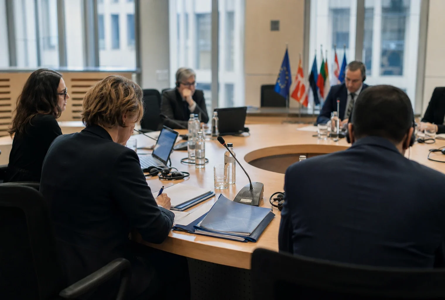 Réunion européenne avec des responsables anonymes autour de dossiers sur la régulation des plateformes numériques