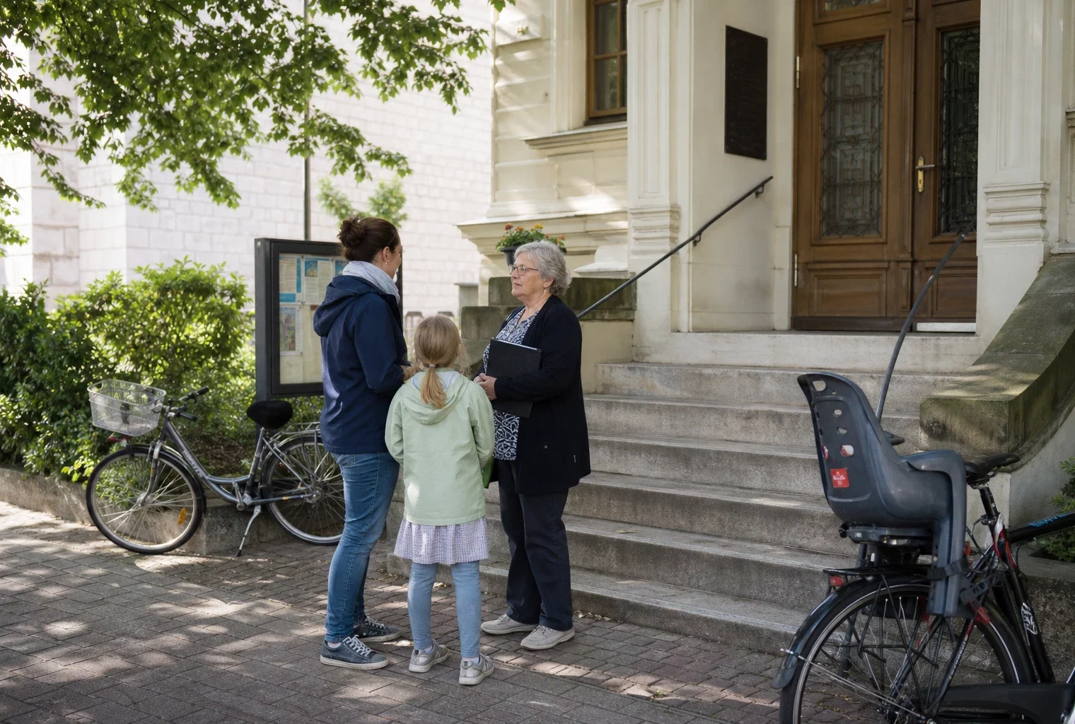 Habitants anonymes devant une mairie de Saxe-Anhalt, autour des services sociaux menacés par les choix politiques
