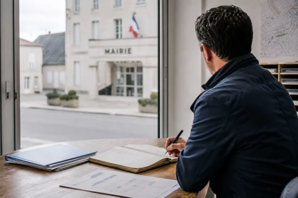 Élu local anonyme prenant des notes dans une mairie française pour illustrer la reconnaissance des droits liés à l’amitié