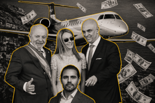 Le président Lula et les époux Moraes. Au premier plan : Daniel Vorcaro, aujourd’hui en prison