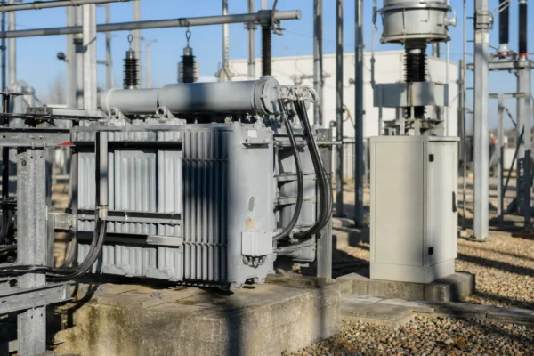 Poste électrique avec transformateurs et câbles, illustrant les réseaux énergétiques évoqués dans le projet européen.