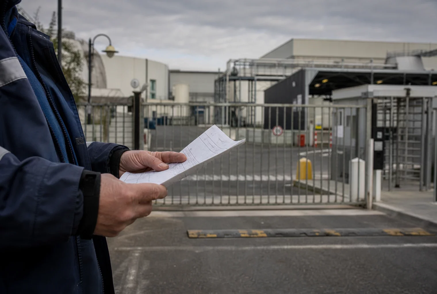 Un site industriel sécurisé en France, évoquant la protection des infrastructures critiques face aux menaces hybrides.