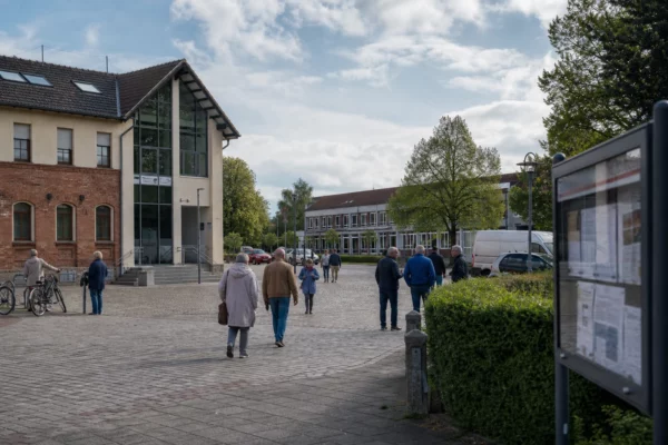 Habitants anonymes dans une rue de Saxe-Anhalt après la victoire électorale de l’AfD
