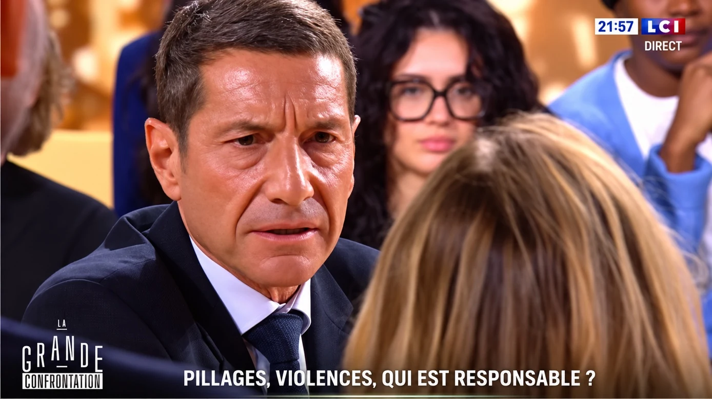 David Lisnard face à une étudiante lors de l’émission « La Grande Confrontation » sur LCI.